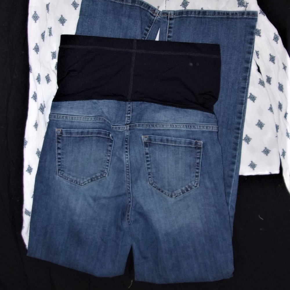 Maternity size 12 blue jeans denim pants pregnancy gently used